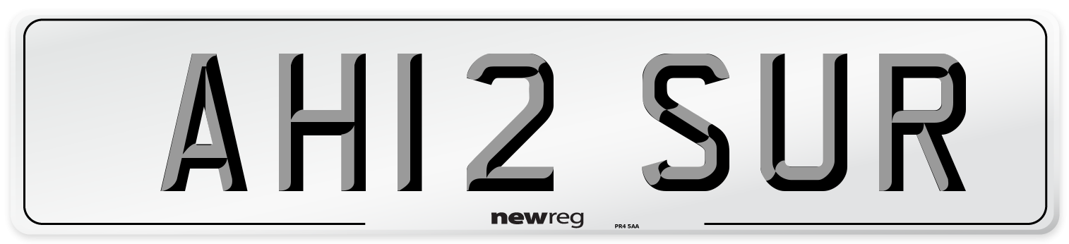 AH12 SUR Number Plate from New Reg
